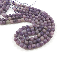 6mm natural lepidolite beads, Round meditation stone beads, Purple gemstone for jewelry making