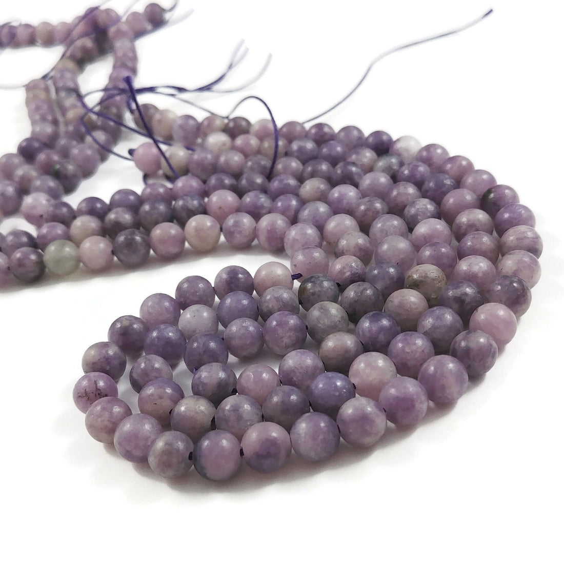 6mm natural lepidolite beads, Round meditation stone beads, Purple gemstone for jewelry making