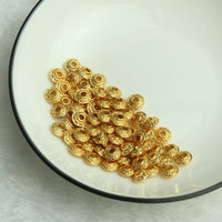 Gold saucer spacer beads, 6mm or 8mm, 18K gold plated beads, Jewelry making nickel-free metal beads