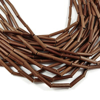 Bamboo Wood Tube Beads - Agsam Vine Brown Beads 18mm - 28" strand