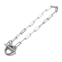 Stainless steel paperclip chain bracelet, Gold, Silver, Toggle clasp