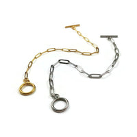 Stainless steel paperclip chain bracelet, Gold, Silver, Toggle clasp