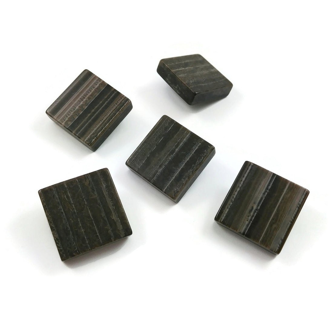 Big square resin buttons, 6 sewing shank buttons 25mm, Plastic buttons for knitting
