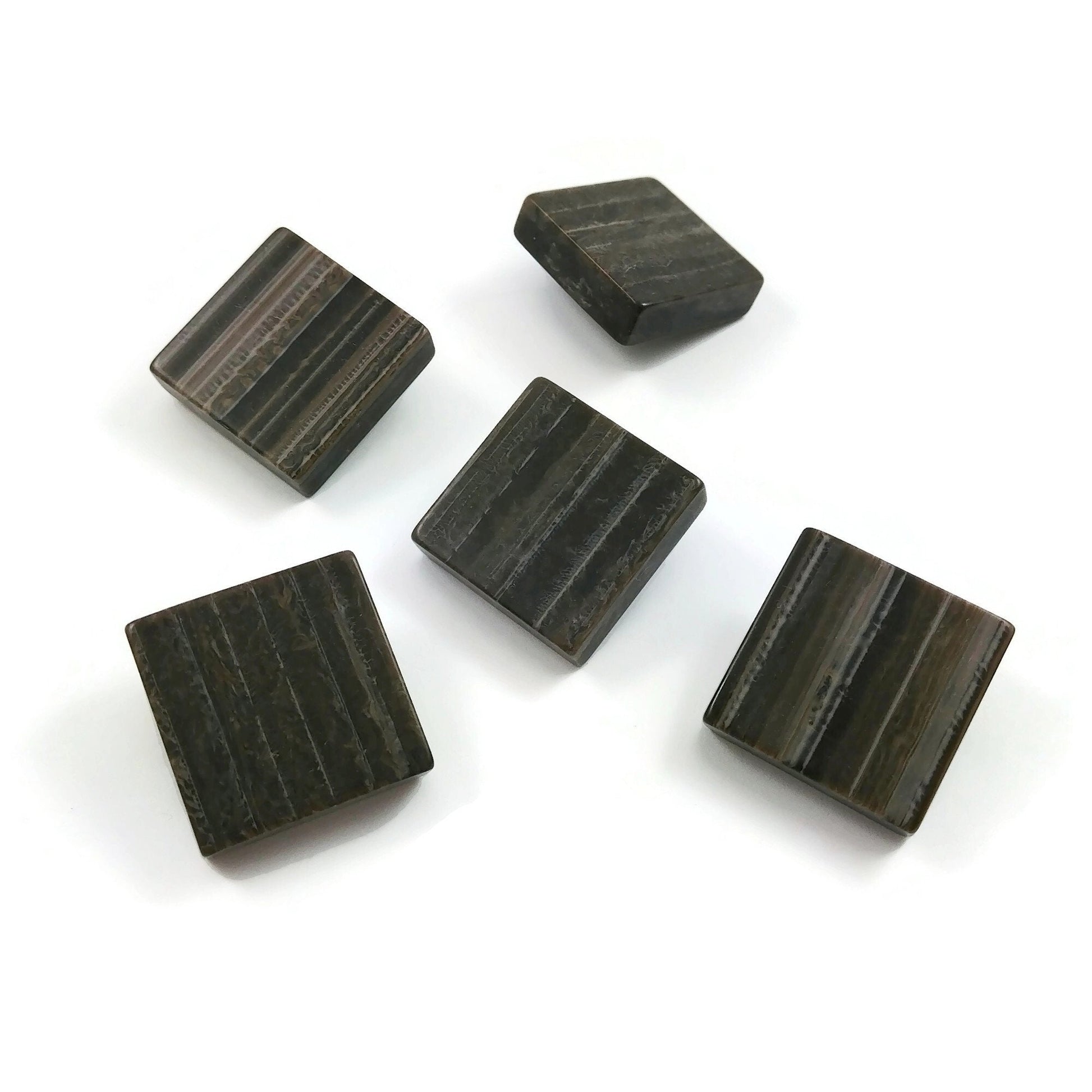 Big square resin buttons, 6 sewing shank buttons 25mm, Plastic buttons for knitting