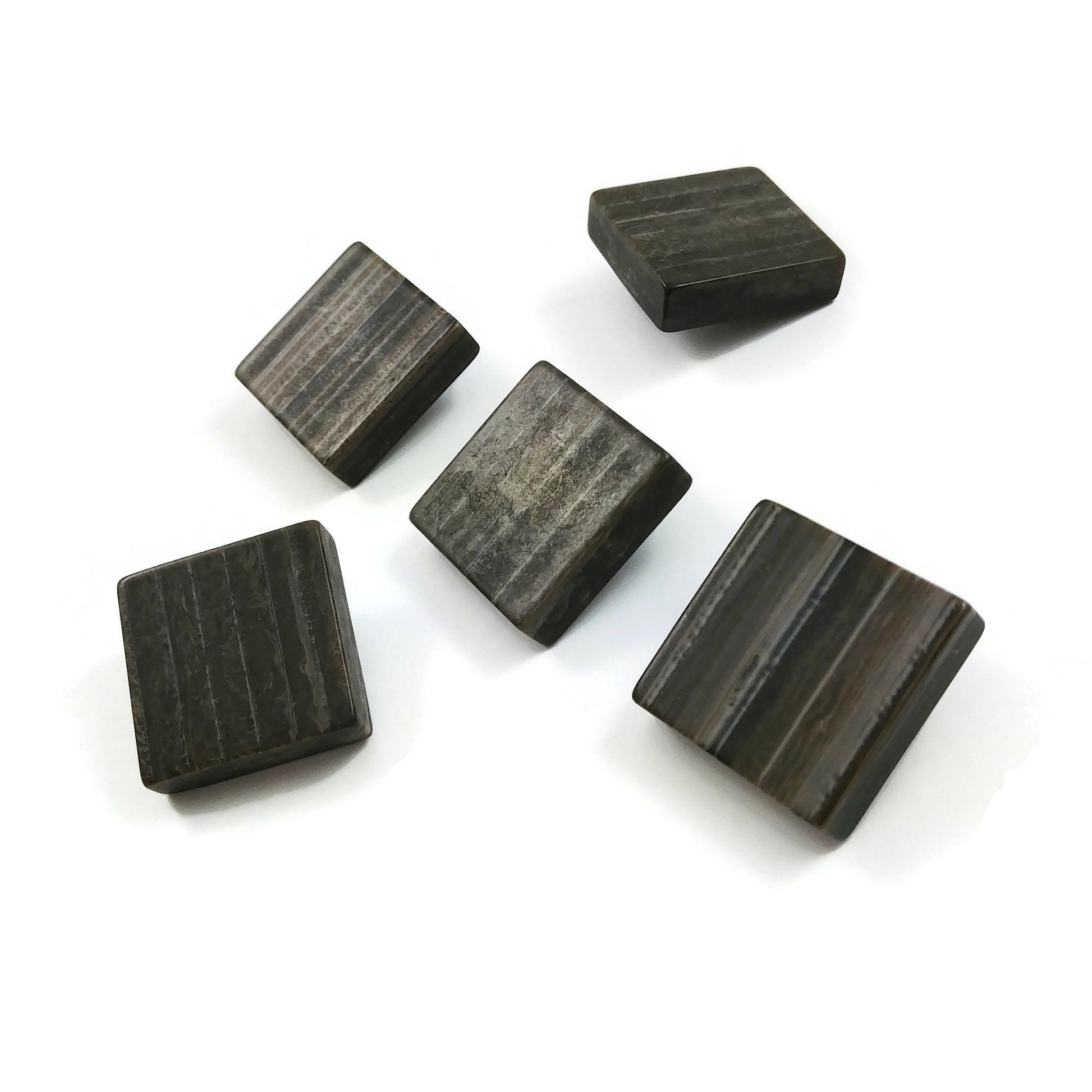 Big square resin buttons, 6 sewing shank buttons 25mm, Plastic buttons for knitting