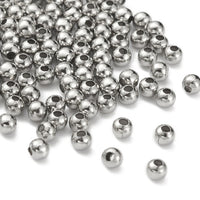 Silver stainless steel beads, 3mm, 4mm, 5mm, Round metal spacer beads, Bulk jewelry making supplies