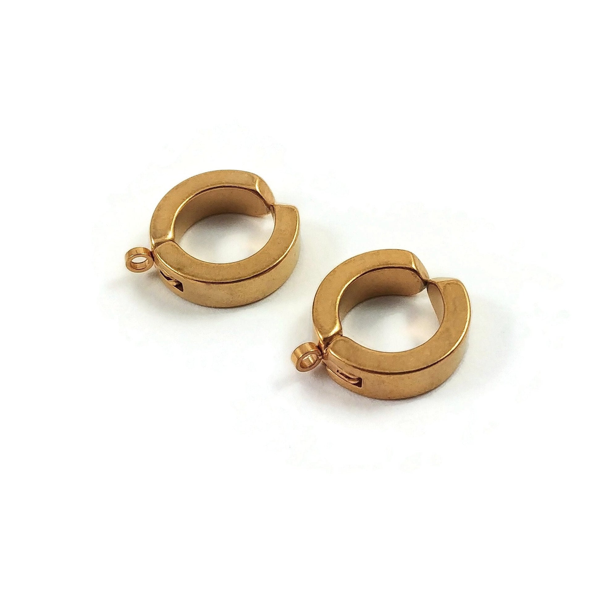 No piercing huggie hoops with loop, Silver stainless steel earring findings, Clip on ear cuffs for jewelry making