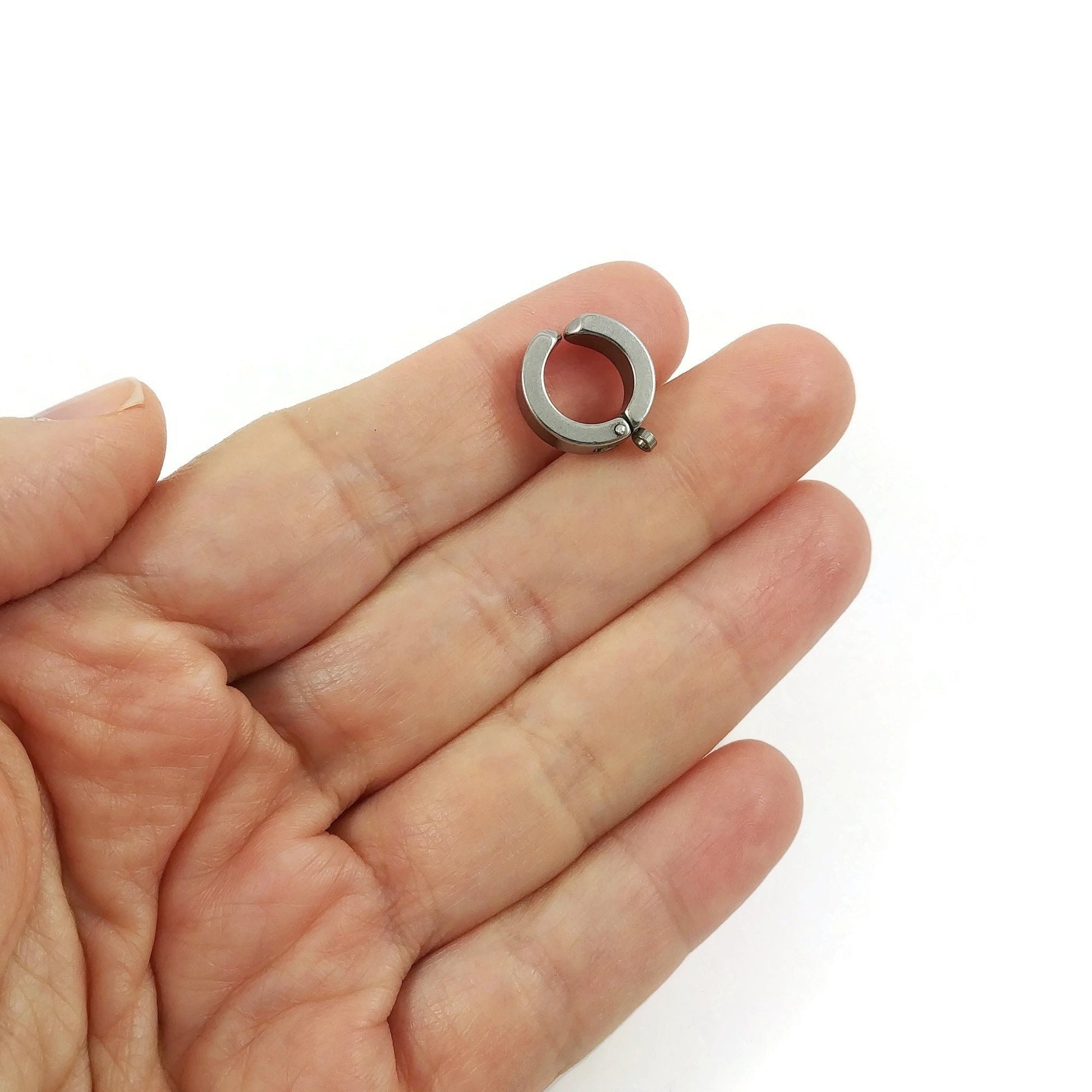 No piercing huggie hoops with loop, Silver stainless steel earring findings, Clip on ear cuffs for jewelry making