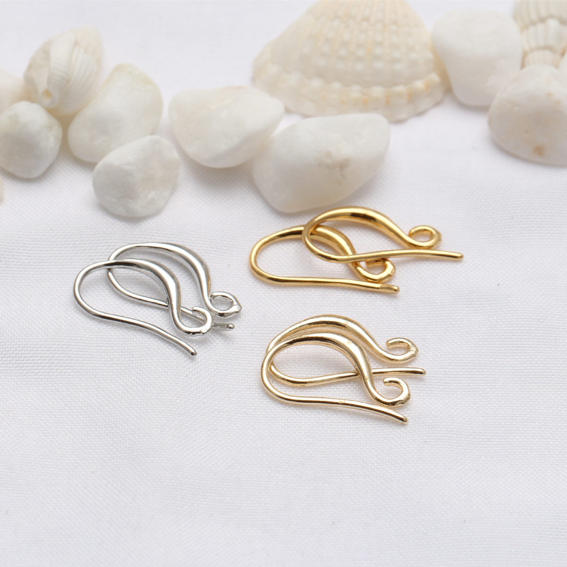 Nickel free earring hooks, Gold and silver brass ear wire, Hypoallergenic jewelry making