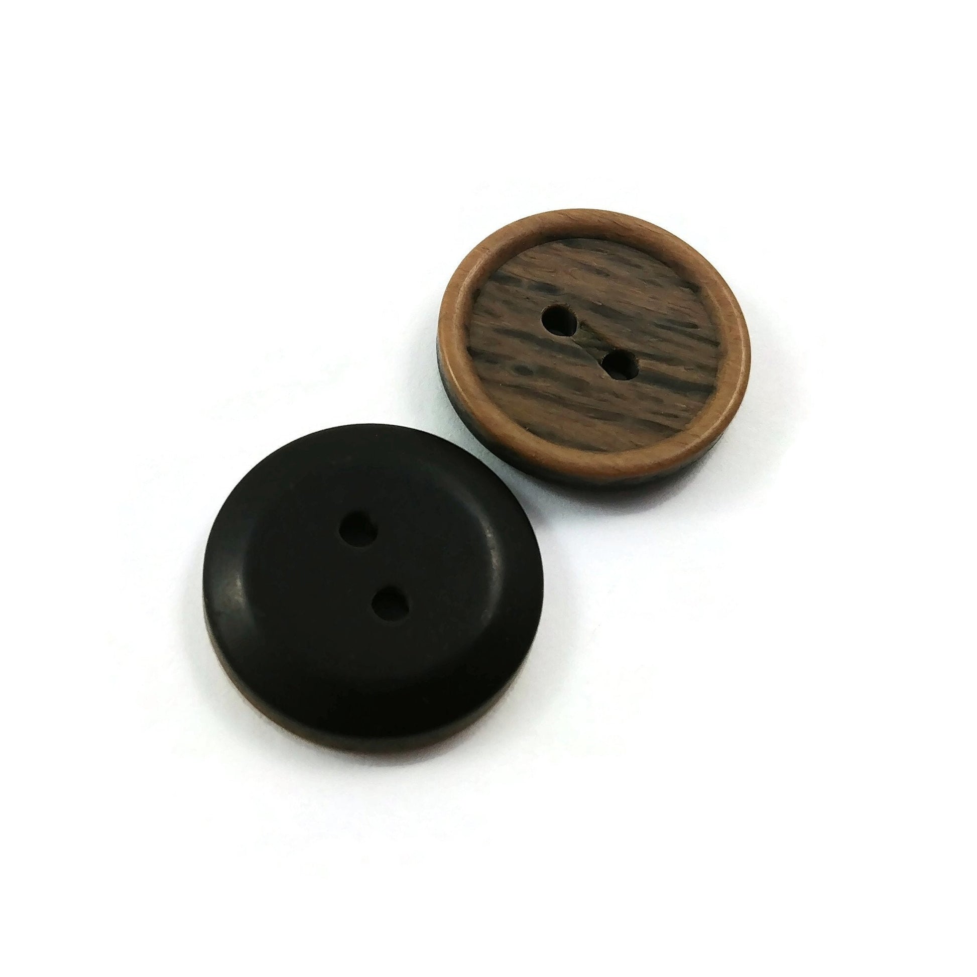 4 brown resin sewing buttons - Pick your size: 15mm or 20mm