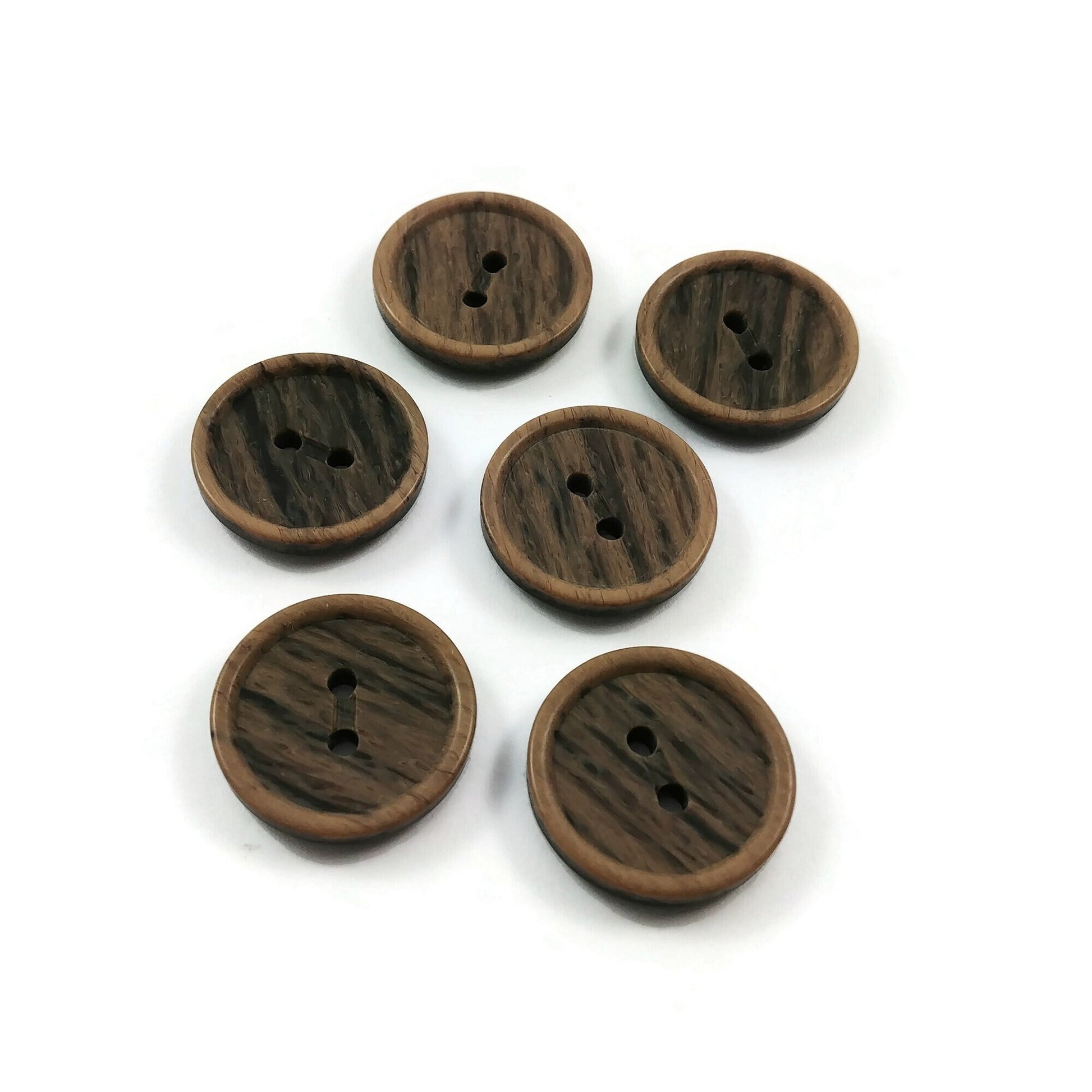 4 brown resin sewing buttons - Pick your size: 15mm or 20mm