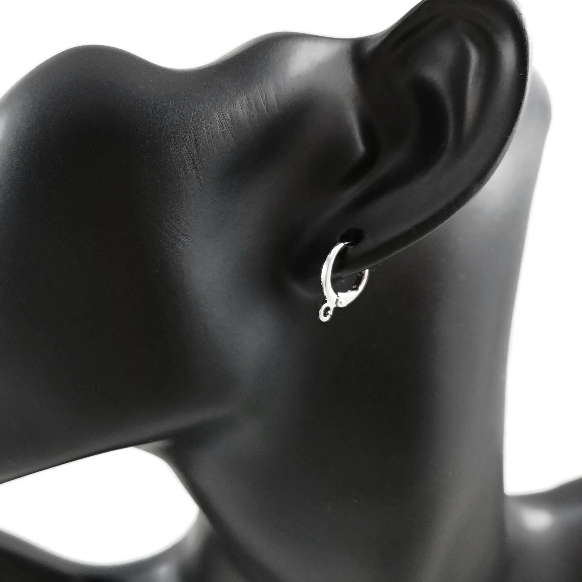 Huggie hoops with loop, Nickel free earring findings, Long-lasting plated, Lever back for jewelry making