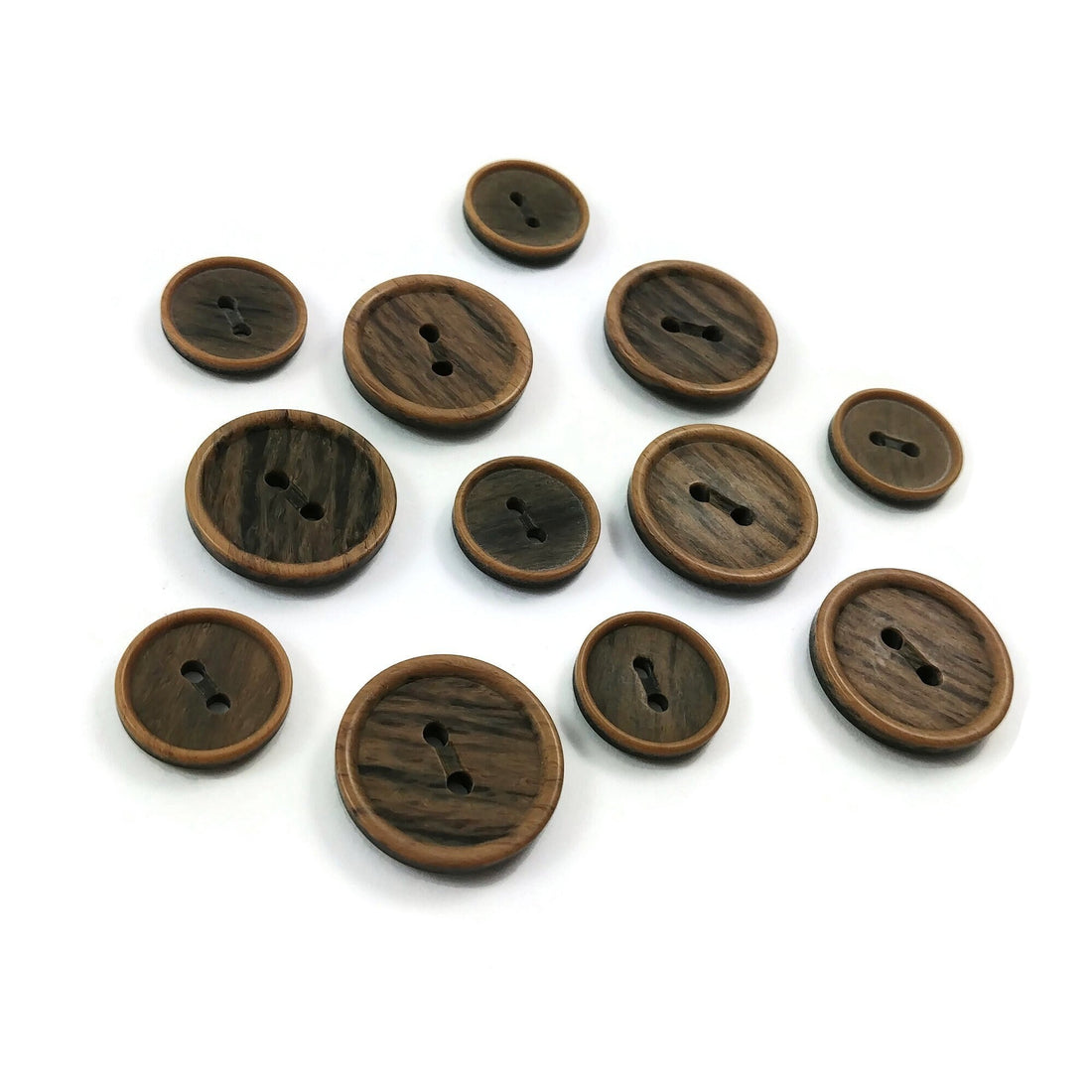 4 brown resin sewing buttons - Pick your size: 15mm or 20mm