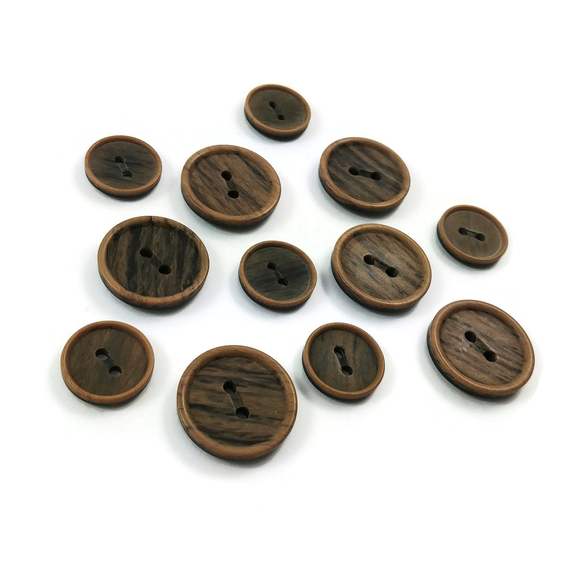 4 brown resin sewing buttons - Pick your size: 15mm or 20mm