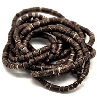 180 Natural brown coconut wood Beads - Donuts Rondelle Disk Beads 4mm