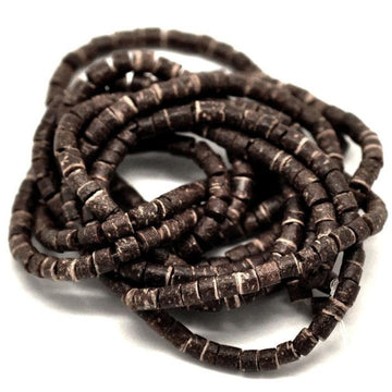 180 Natural brown coconut wood Beads - Donuts Rondelle Disk Beads 4mm