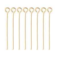 Real 18K gold plated eyepins - 20mm, 25mm, 30mm or 45mm - Nickel free jewelry findings - 21 gauge