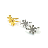 9mm flower ear studs with loop, Stainless steel earring posts, Hypoallergenic gold or silver jewelry findings