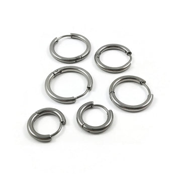 Stainless steel huggie hoops, Hypoallergenic earring findings, Silver earring hoops, 3 sizes available