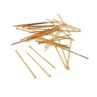 Real 18K gold plated head pins - 20mm or 35mm - Nickel free jewelry findings - 21 gauge