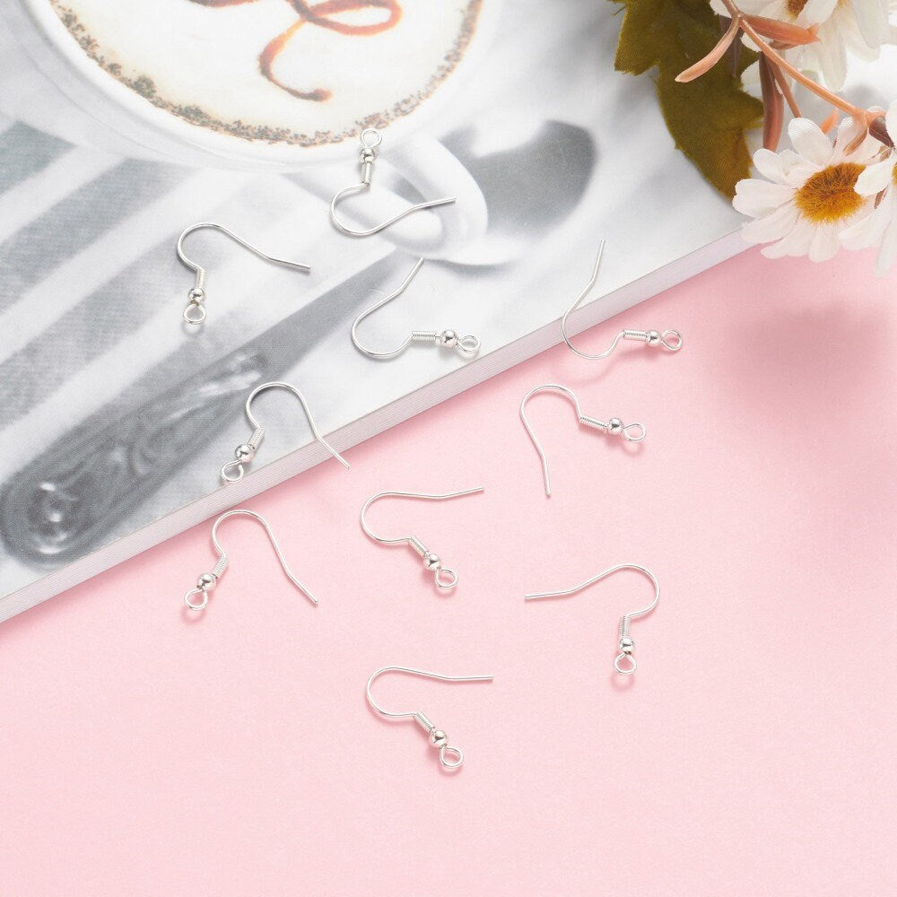 925 Sterling silver plated earring Hooks - Stainless steel earring findings - Jewelry making supplies