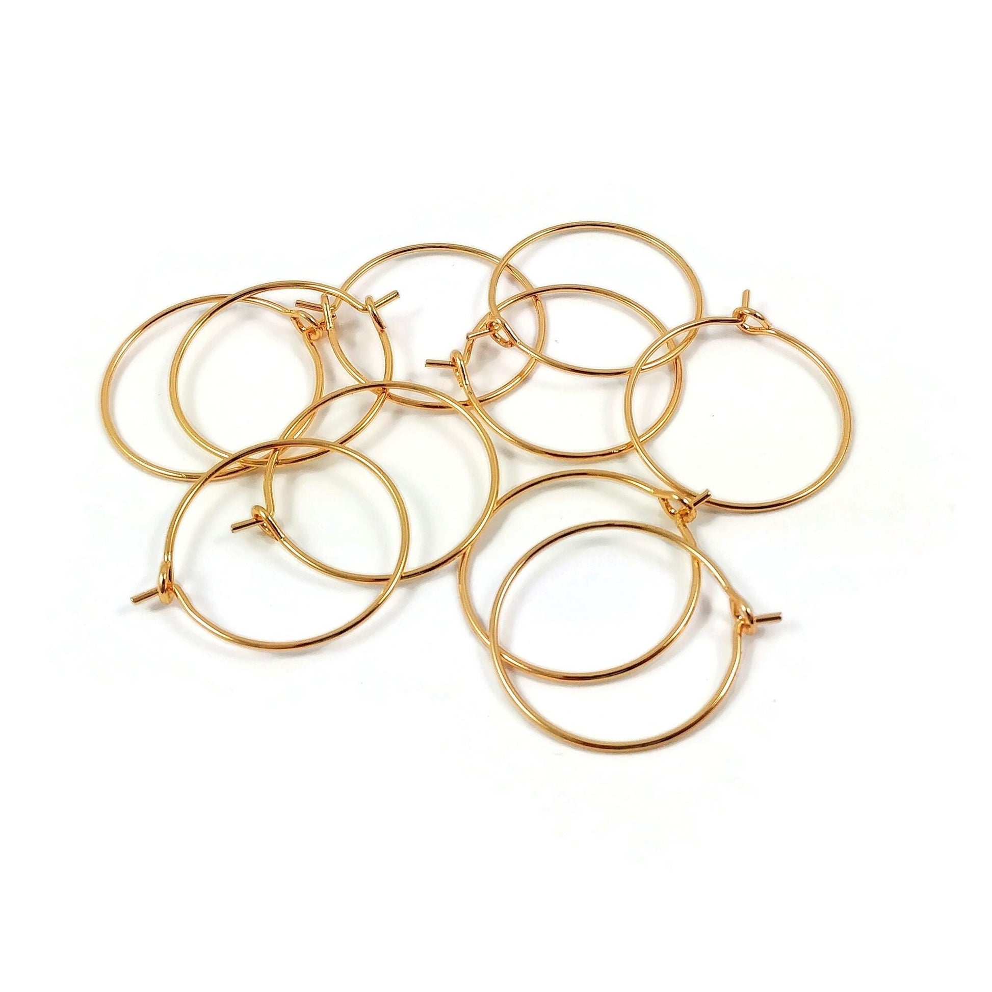 18K Gold plated hoops, Nickel free earring findings, 20mm earwire for jewelry making