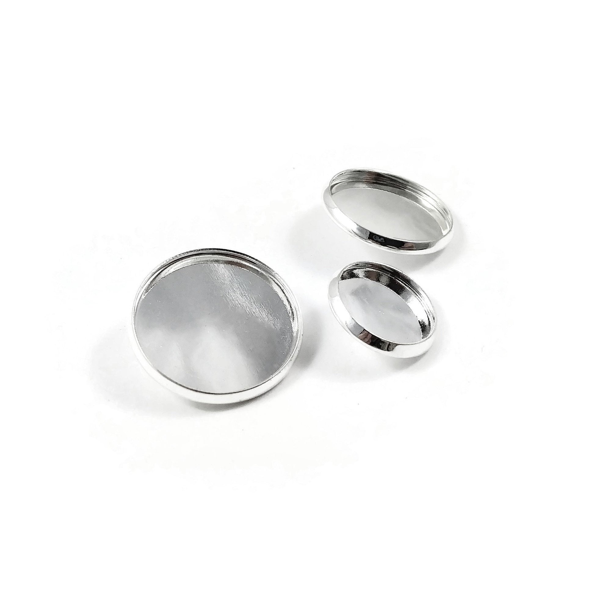 Silver shank button settings - Make you own buttons - Cabochon bezel
