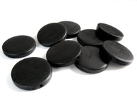 10 black flat round coin wooden beads 25mm