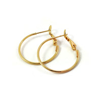 25mm real 18K gold plated hoops, 1 inch nickel free brass earwire, Leverback hoops for jewelry making