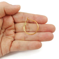 25mm real 18K gold plated hoops, 1 inch nickel free brass earwire, Leverback hoops for jewelry making