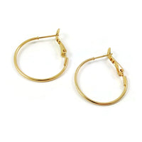 25mm real 18K gold plated hoops, 1 inch nickel free brass earwire, Leverback hoops for jewelry making