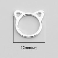 Cute cat charms, Gold or silver metal pendants, Connector for jewelry making