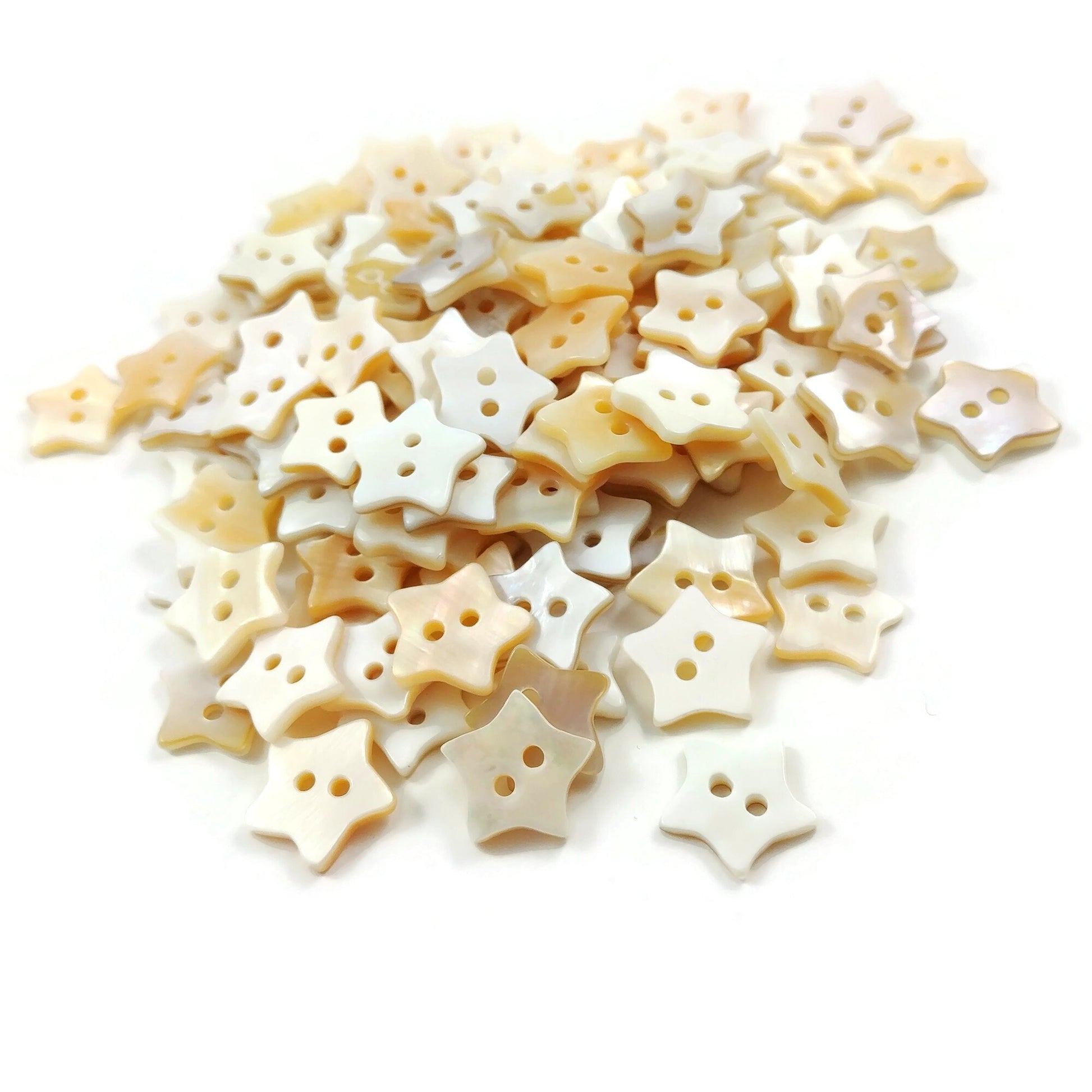 Star shape shell buttons - Freshwater seashell color buttons 12mm - set of 6 celestial buttons