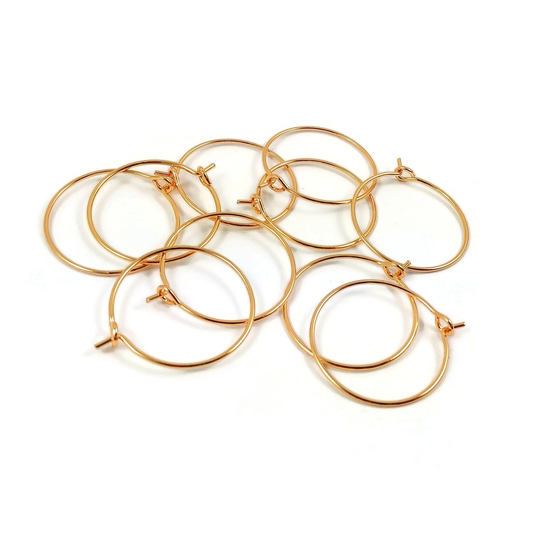 18K Gold plated hoops, Nickel free earring findings, 20mm earwire for jewelry making
