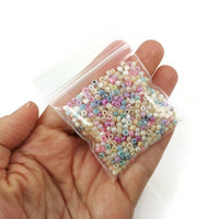 Mixed glass seed beads, Pastel rainbow assorted colors, 2mm 3mm 4mm, Bead soup grab bag