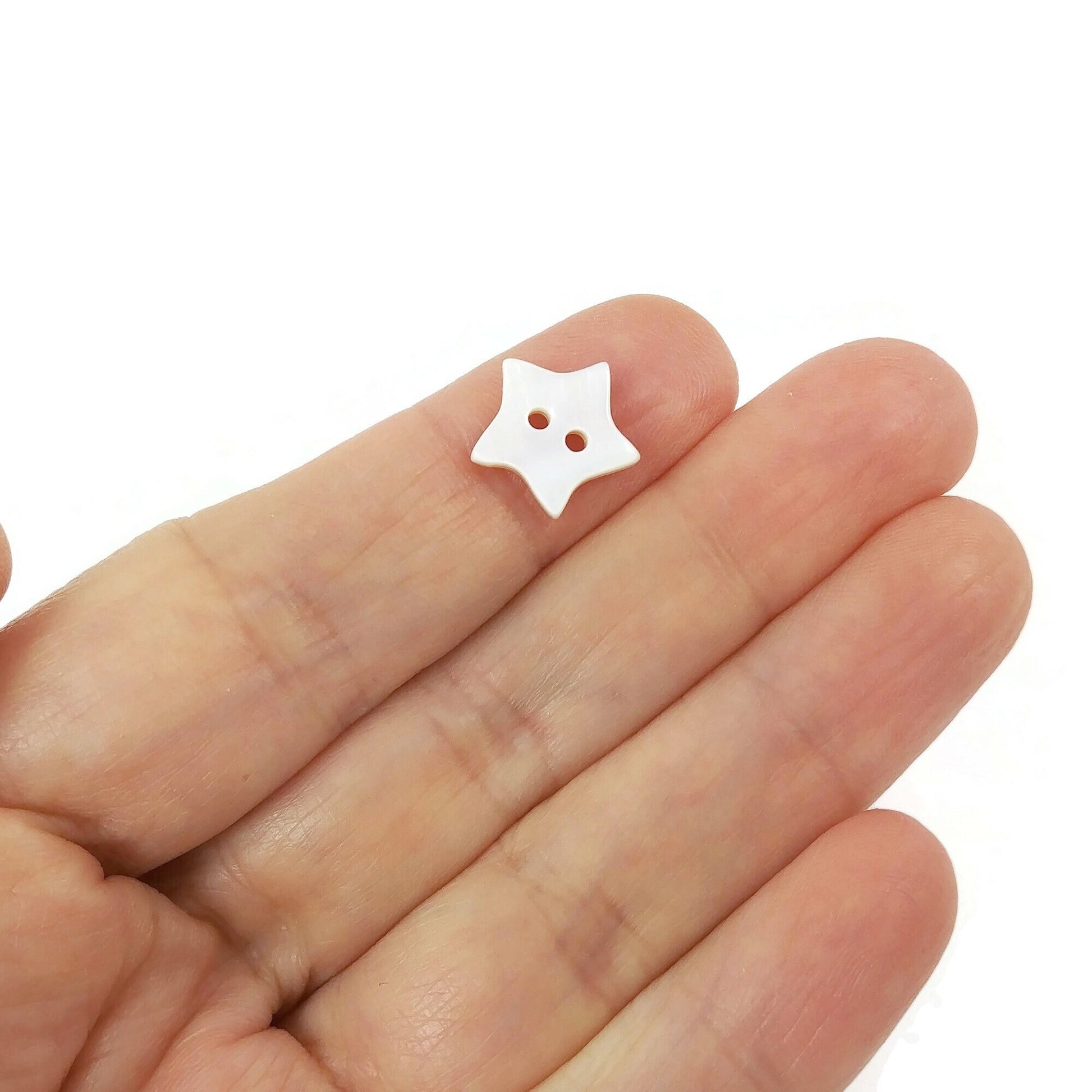 Star shape shell buttons - Freshwater seashell color buttons 12mm - set of 6 celestial buttons