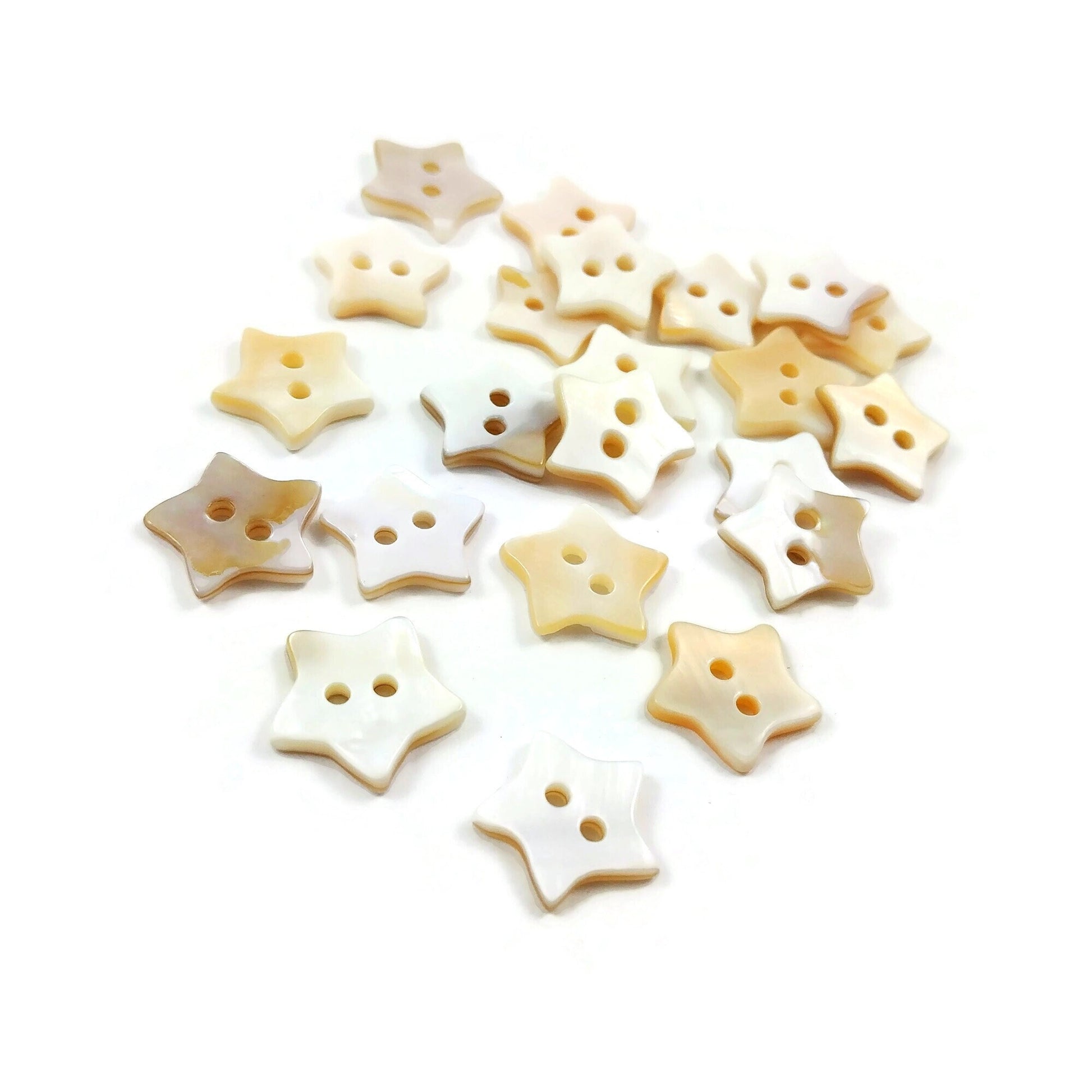Star shape shell buttons - Freshwater seashell color buttons 12mm - set of 6 celestial buttons