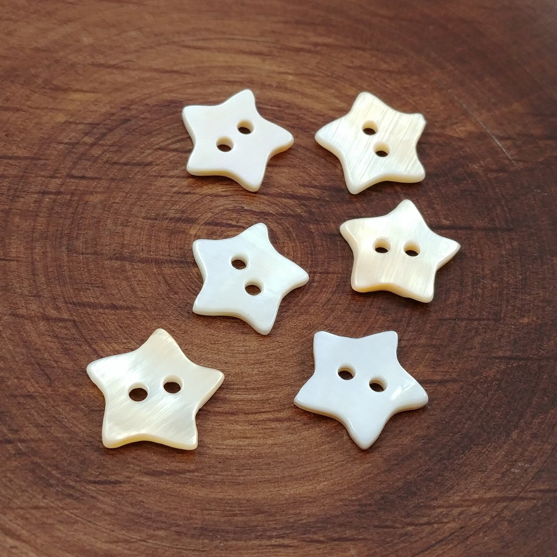 Star shape shell buttons - Freshwater seashell color buttons 12mm - set of 6 celestial buttons