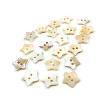 Star shape shell buttons - Freshwater seashell color buttons 12mm - set of 6 celestial buttons
