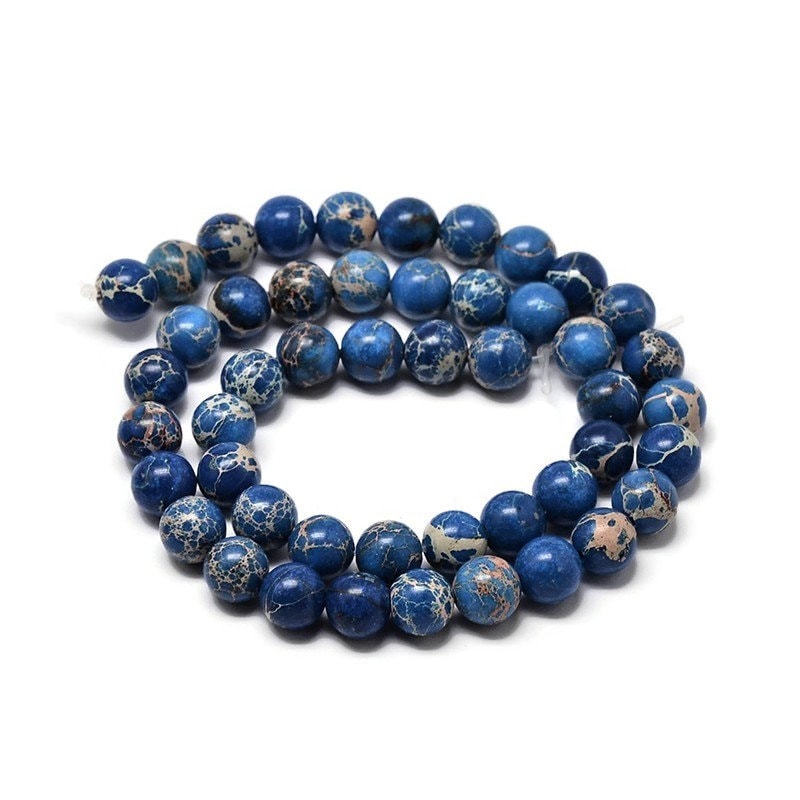 Blue imperial jasper stone beads, 4mm, 6mm, 8mm round gemstone for jewelry making