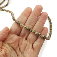 125 natural coconut wood beads, 5mm rondelle heishi beads, Jewelry making spacers