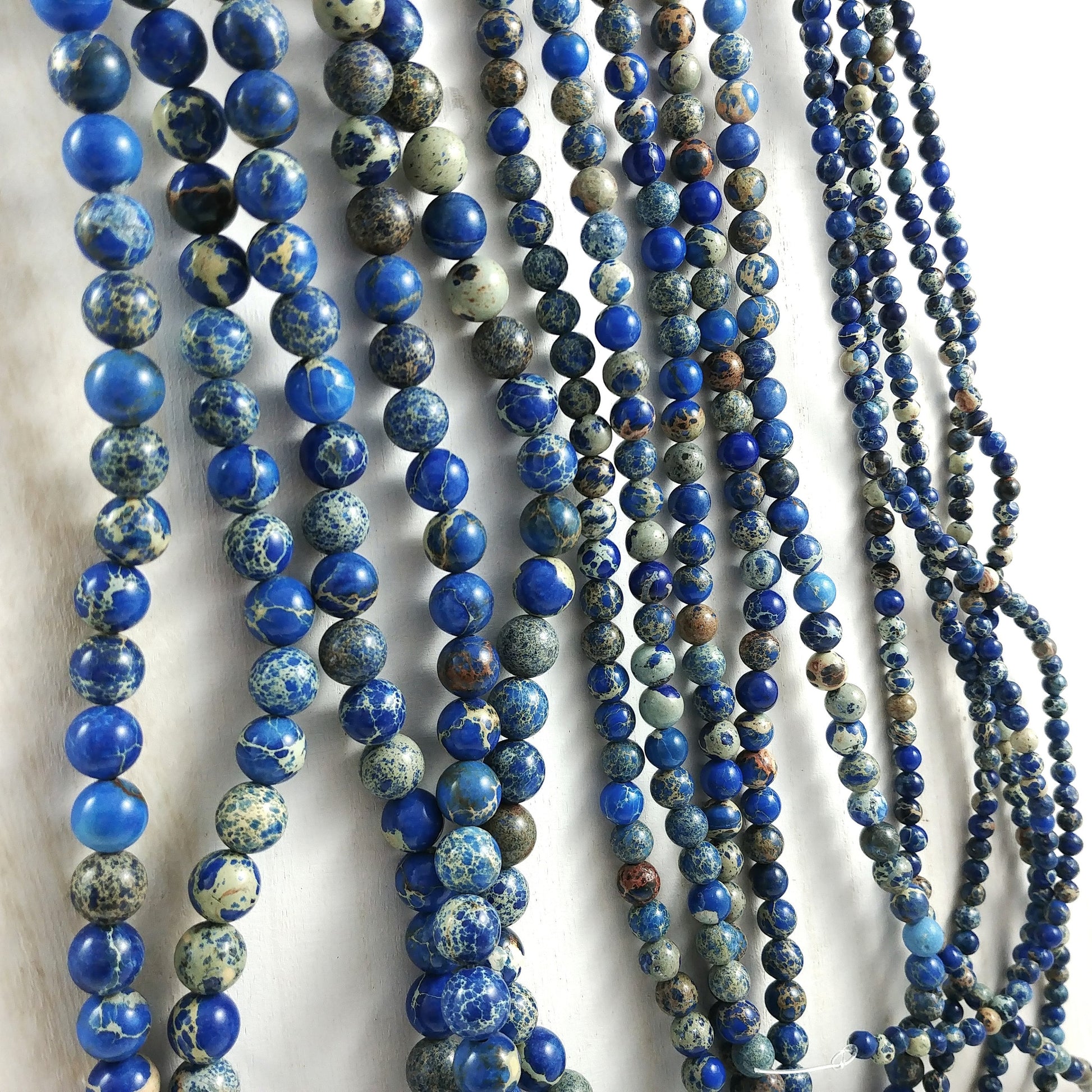 Blue imperial jasper stone beads, 4mm, 6mm, 8mm round gemstone for jewelry making
