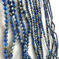 Blue imperial jasper stone beads, 4mm, 6mm, 8mm round gemstone for jewelry making