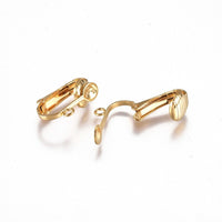 Stainless steel clip on earring findings with pad and loop, Hypoallergenic jewelry making supplies