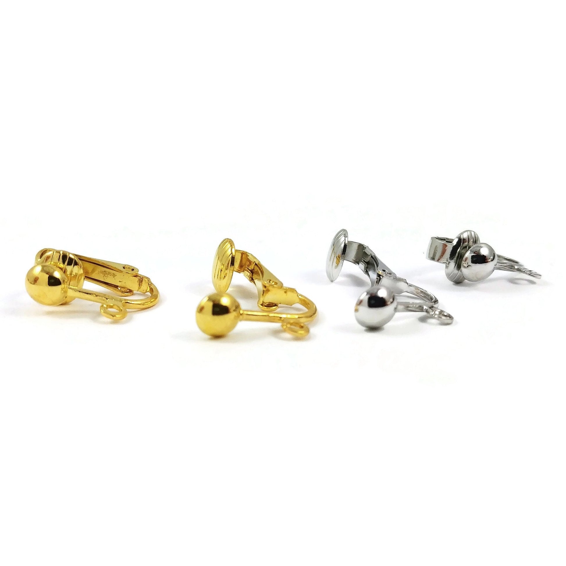 Ball clip on earring findings with loop, Hypoallergenic nickel free jewelry making supplies