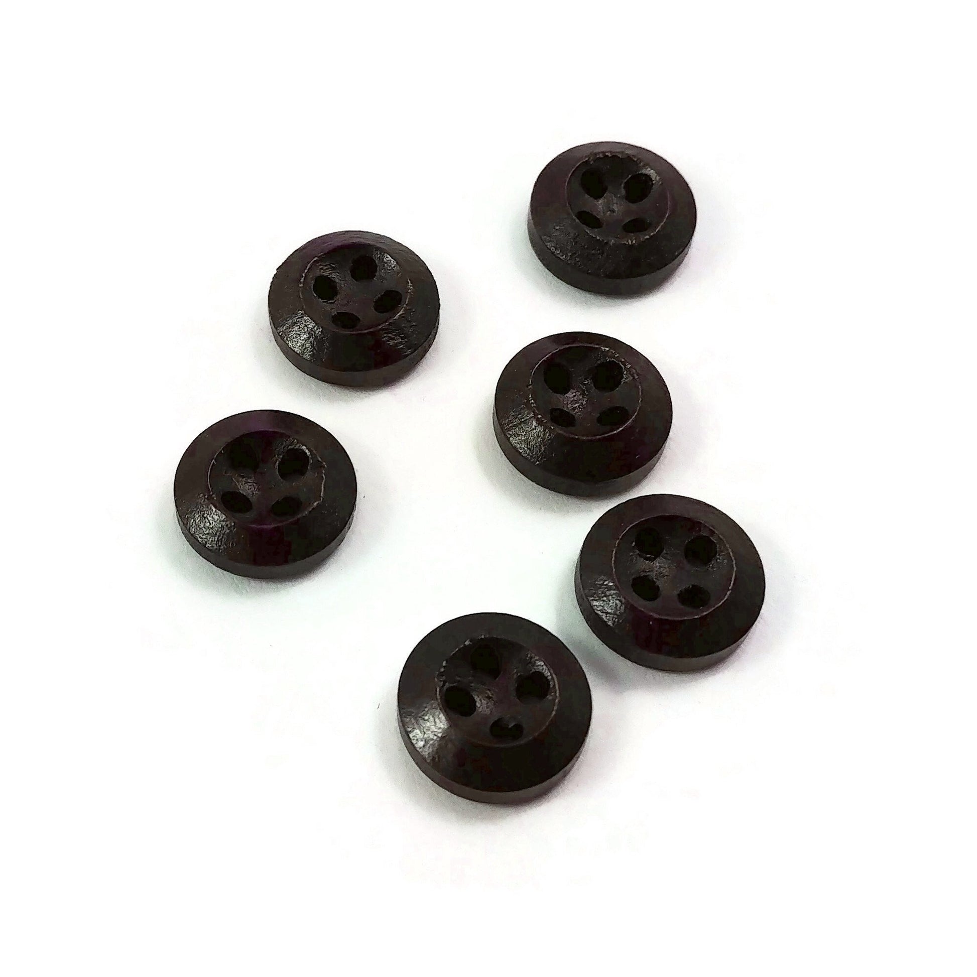 10mm tiny wooden buttons, 6 small natural buttons, Cute mini buttons for dolls