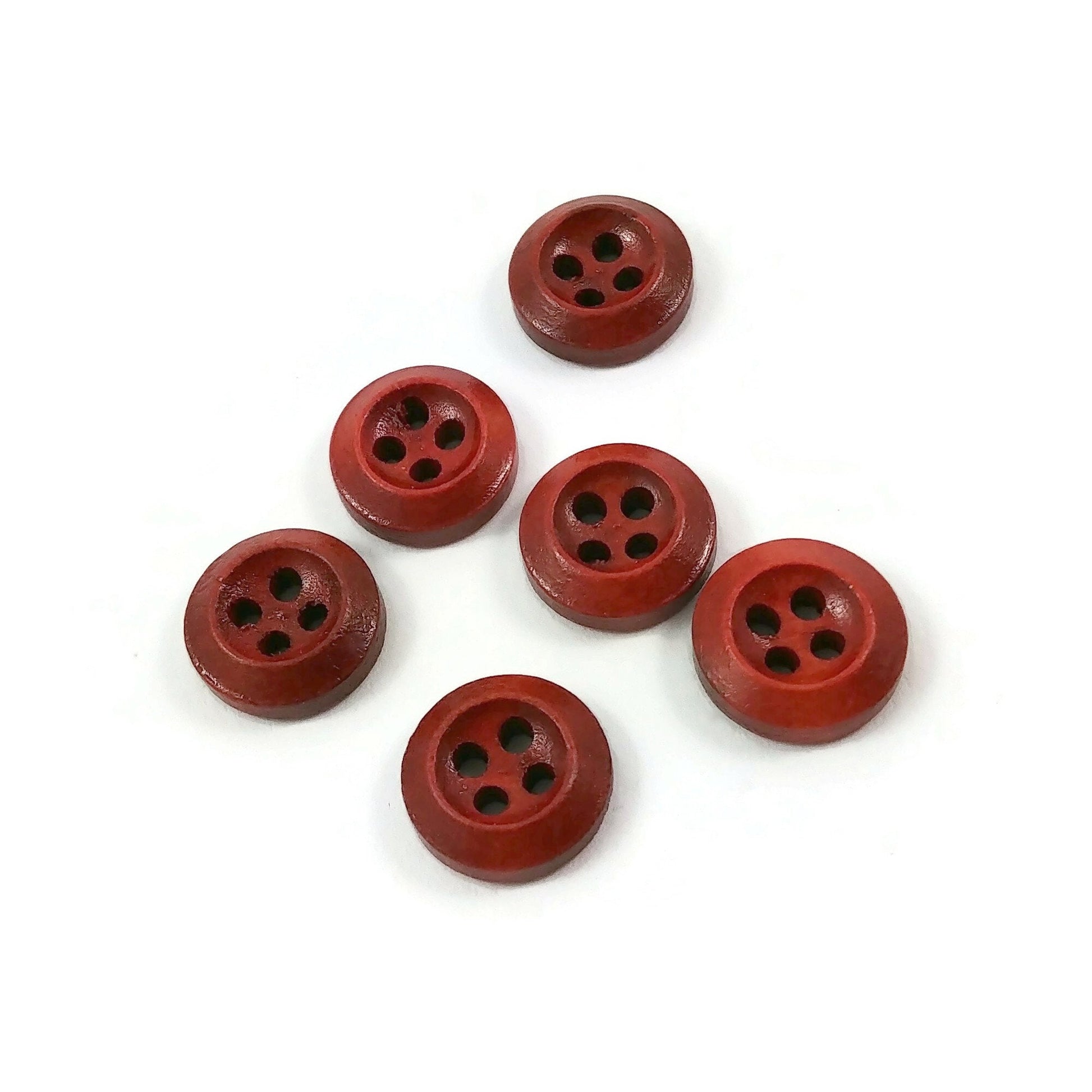 10mm tiny wooden buttons, 6 small natural buttons, Cute mini buttons for dolls
