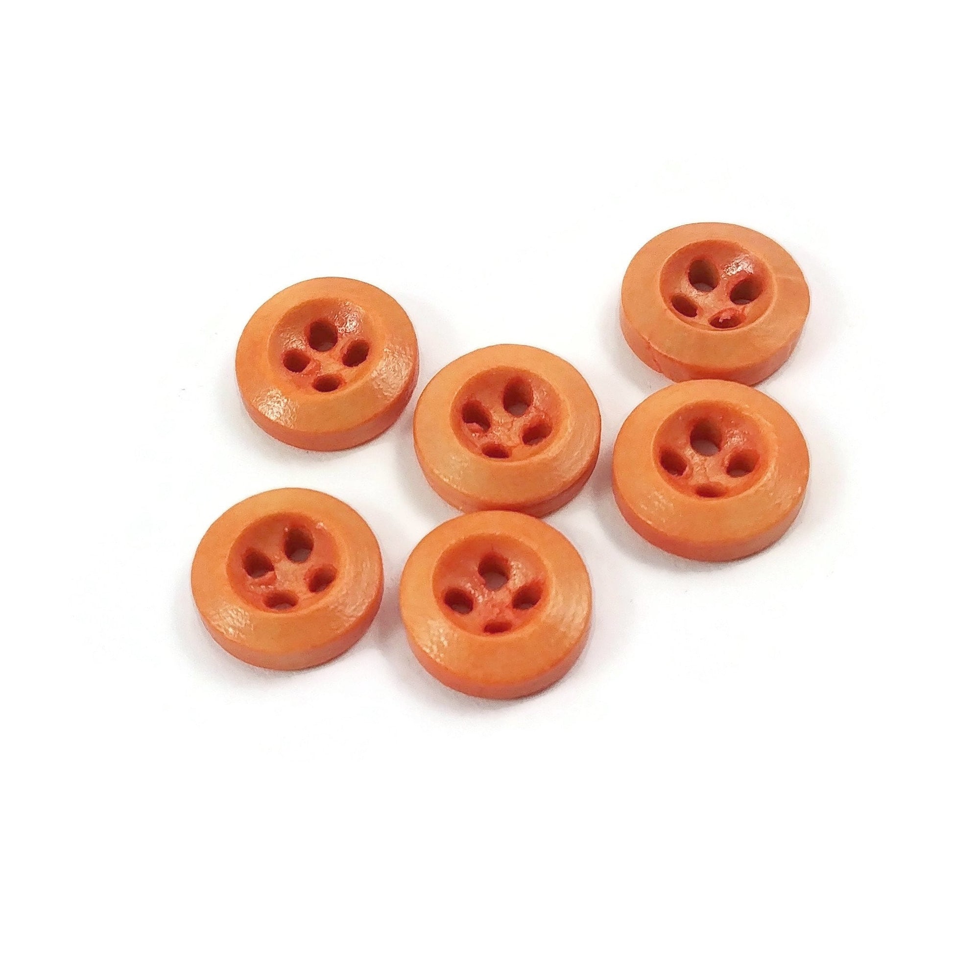 10mm tiny wooden buttons, 6 small natural buttons, Cute mini buttons for dolls