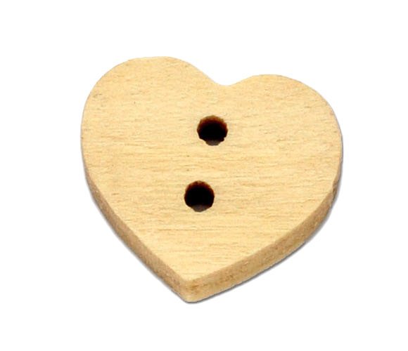 Wooden Heart Shape Button 12mm Mini Unfinished wooden button