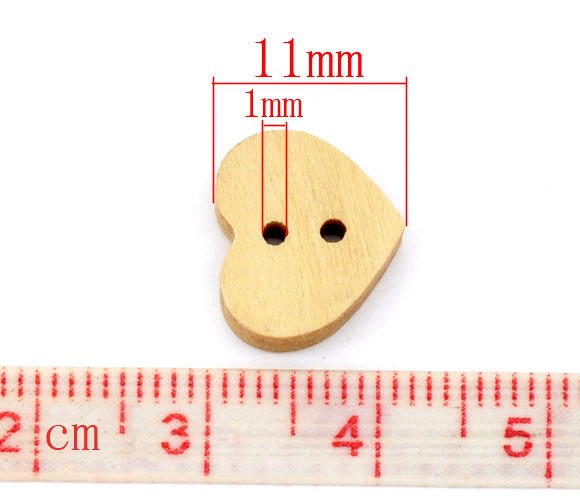 Wooden Heart Shape Button 12mm Mini Unfinished wooden button